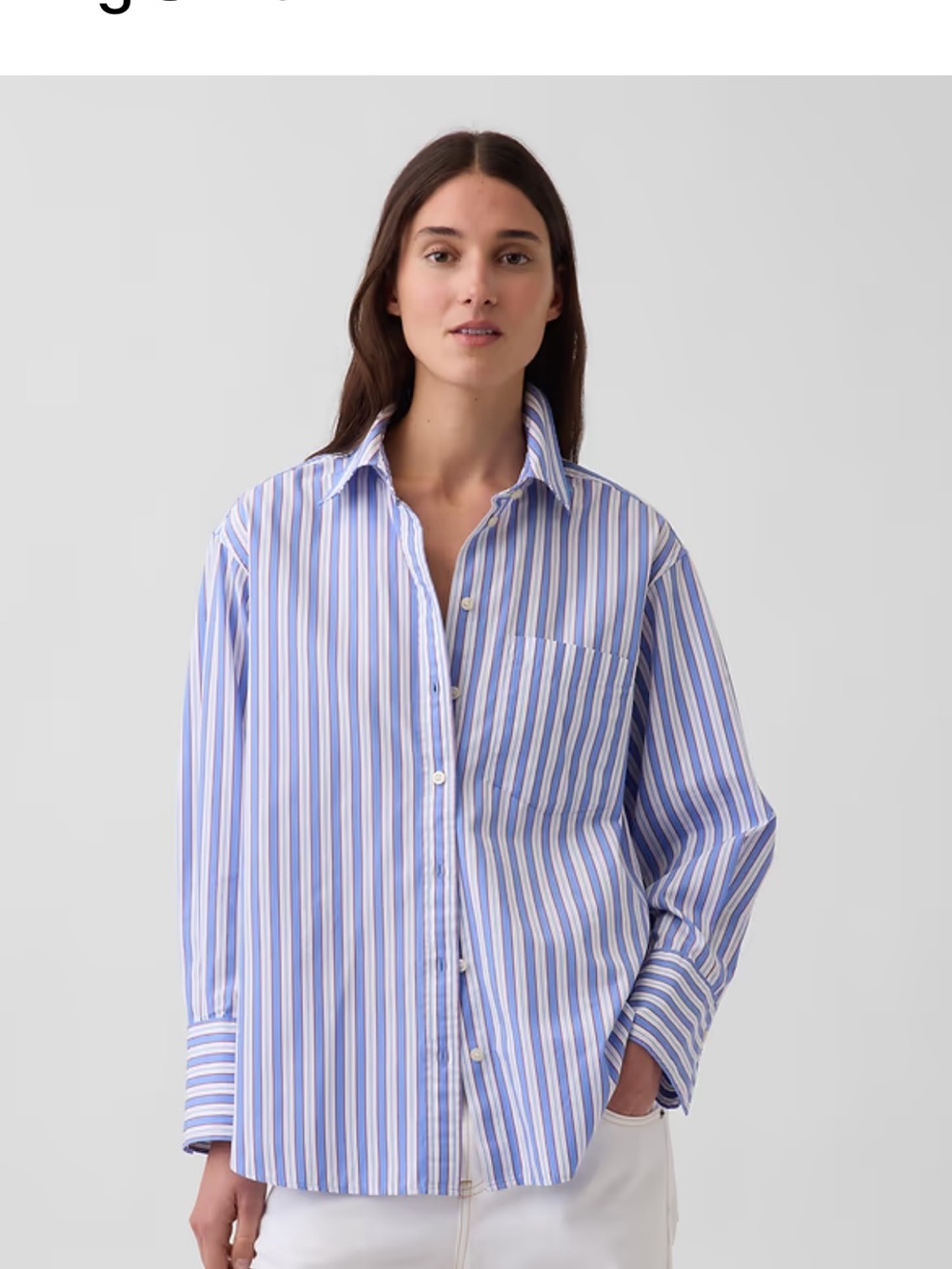 Blue and White Striped Button-Up Shirt